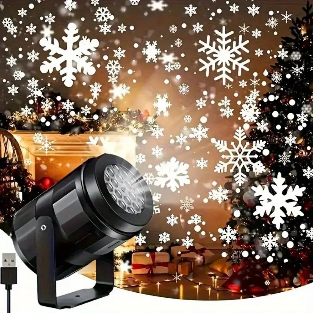 Christmas LED Snowflake Lights Rotating Snowflake Outdoor Ambient Projection Lamp for Navidad