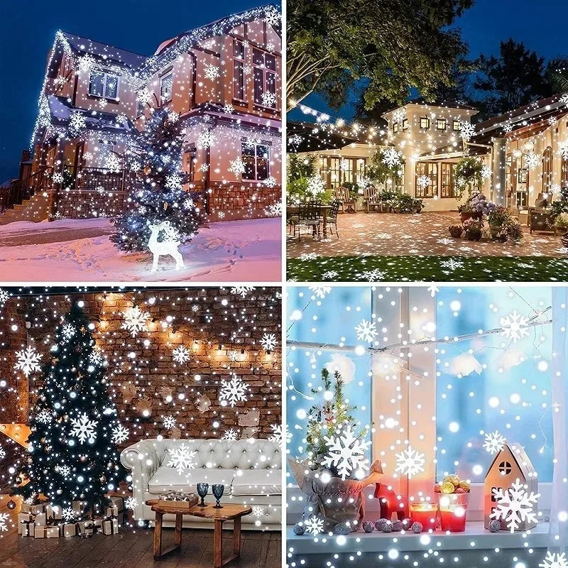 Christmas LED Snowflake Lights Rotating Snowflake Outdoor Ambient Projection Lamp for Navidad