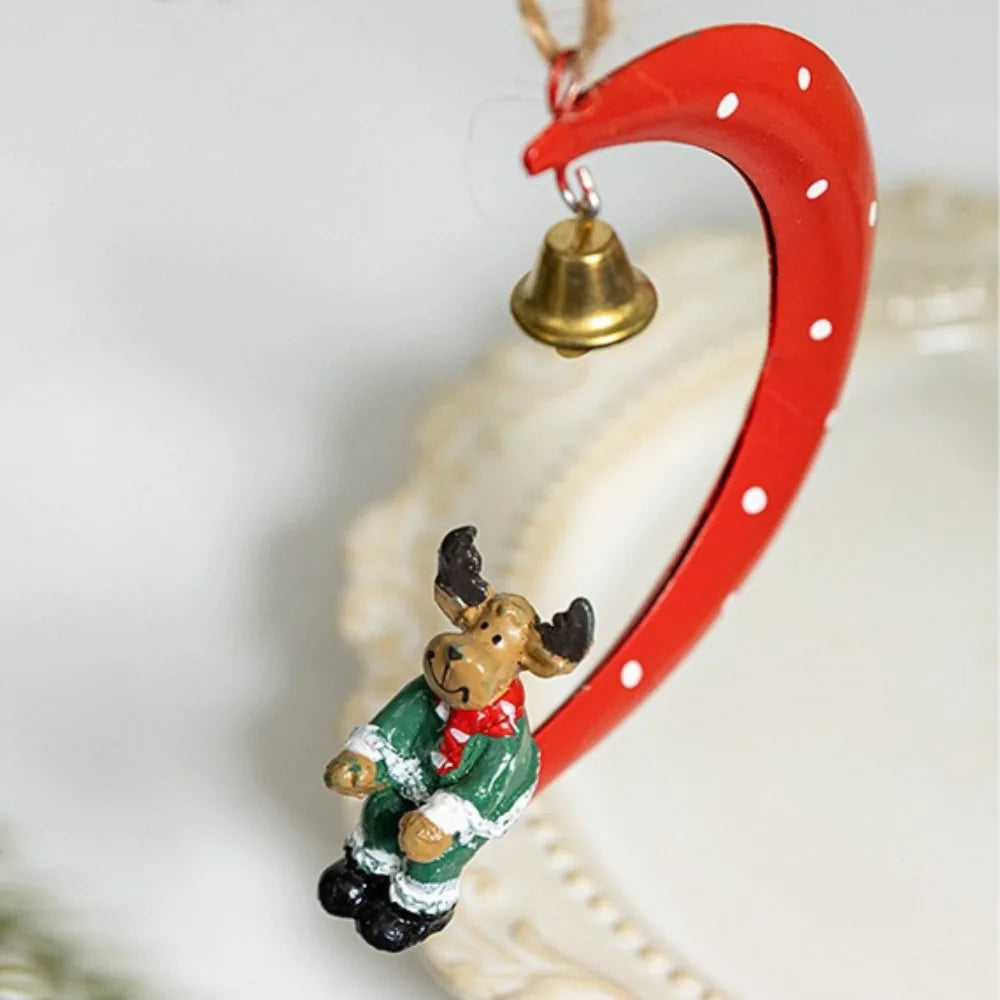 Christmas Metal Ornaments Set with Snowman Santa Reindeer Hanging Decor for Xmas Tree