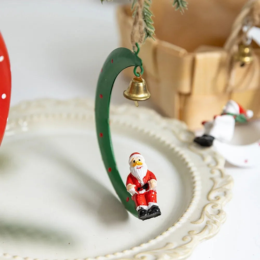Christmas Metal Ornaments Set with Snowman Santa Reindeer Hanging Decor for Xmas Tree