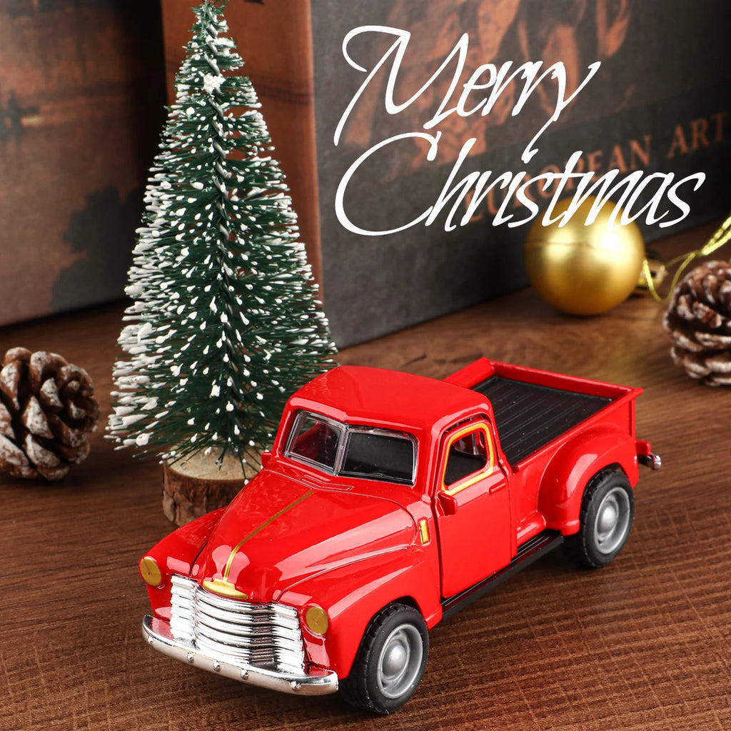 Mini truck+Christmas tree 2-piece ornament set; decoration; living room and office desk